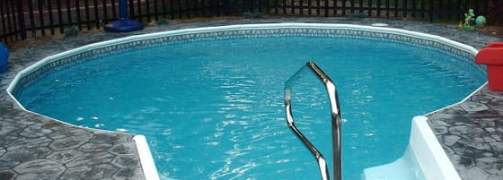 stamped concrete This image shows a pool deck that will be resurfaced.
