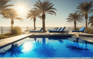 This image shows a newly renovated pool deck.
